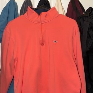 Vineyard Vines Men's Zip-Up Coral Sweater